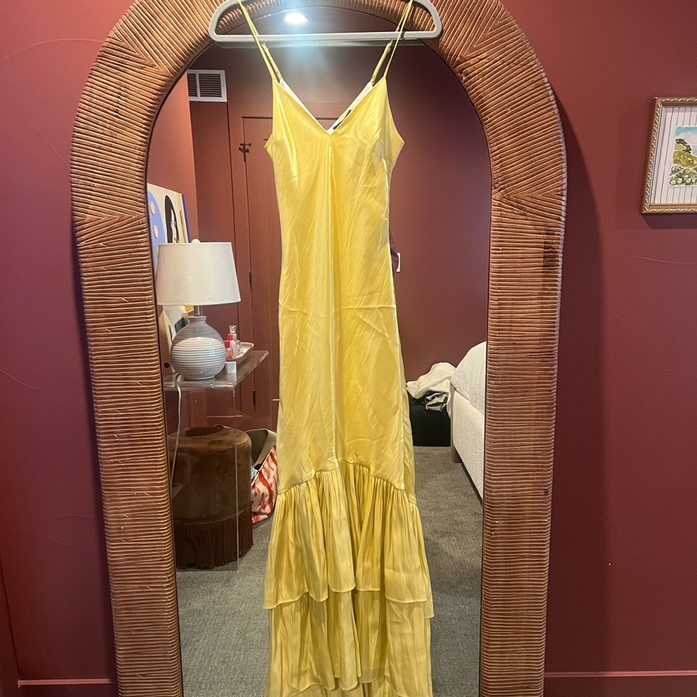 PAIGE Yellow High Low Sundress with Spaghetti Straps